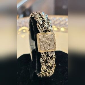Effy Sterling Silver And 18k Gold Diamond Braided Bracelet